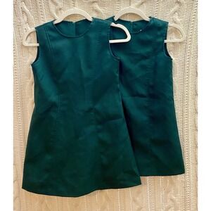 2 Flynn O'Hara Solid Green Jumper Uniform Dresses Sizes 6 & 7 Girls‎ Bundle